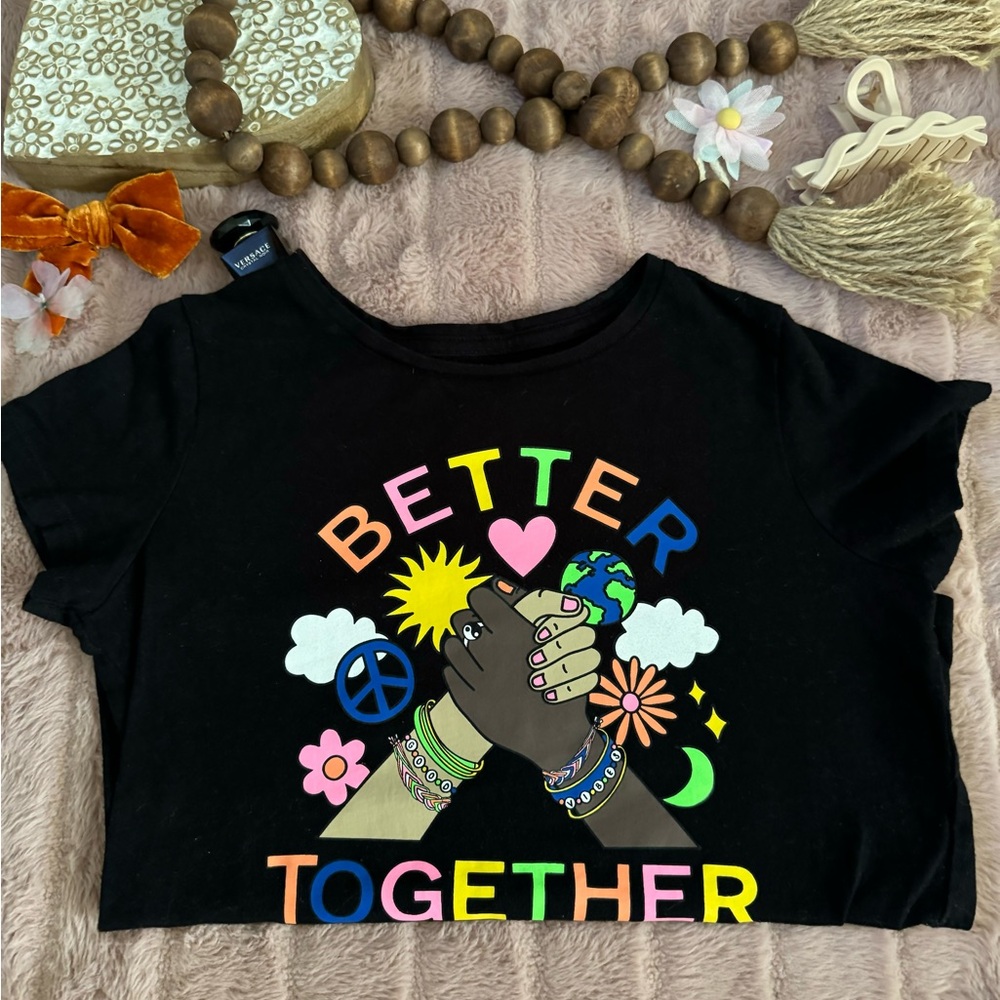 Better together girls size sz 10 upcycled by me on this Old Navy top🦋💫